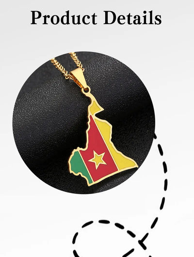 Stainless Steel Enamel Cameroon Map Flag Necklace Unisex Couple Ethnic Patriotic Jewelry Gift Hot Sale European Style