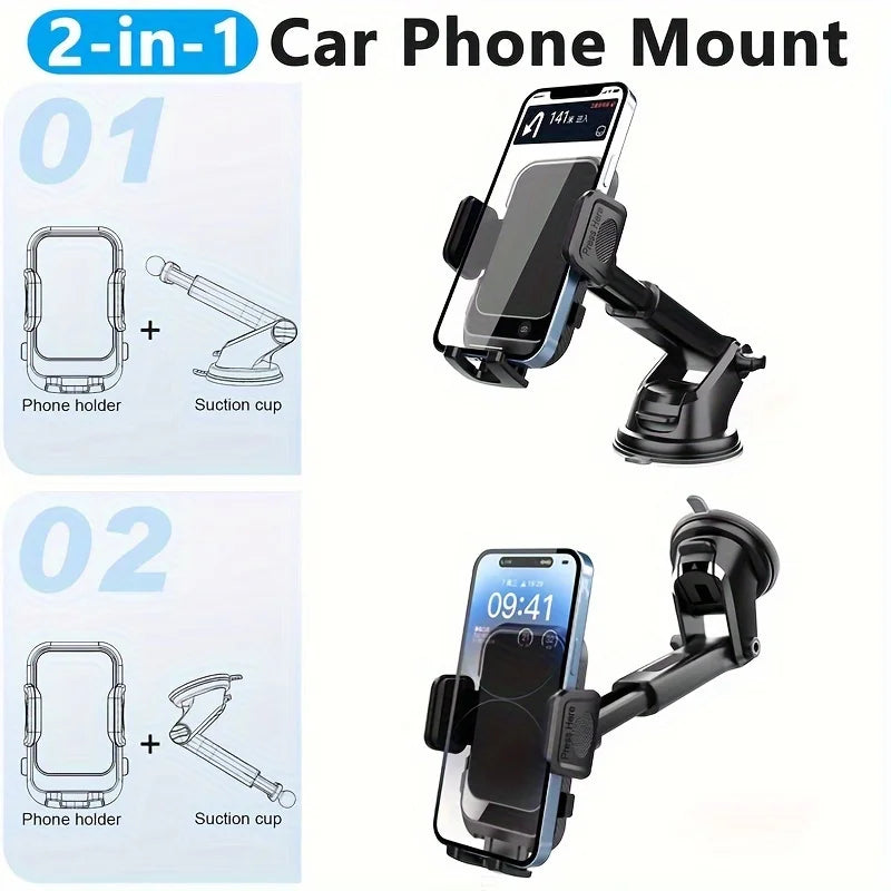 Car Phone Holder for Cars, Suction Cup Style Air Vent Navigation Bracket, Mounting Clip for Inside the Car