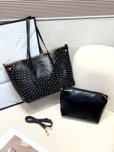 Women's Designer Brand Luxury Round Wave Large Capacity Shopping Tote Handbag Carved Basket Lady Shoulder Crossbody Mother Bag