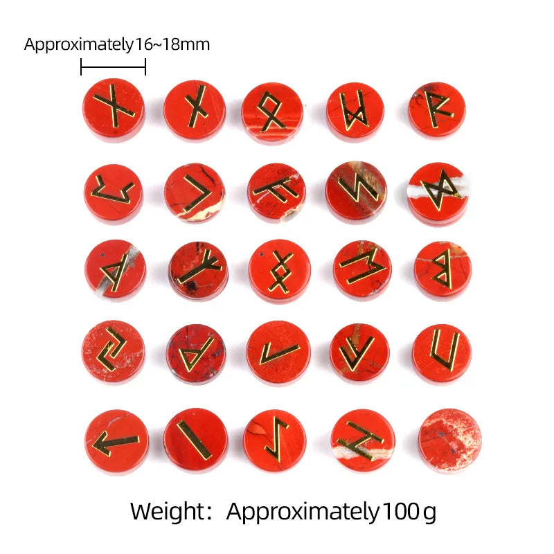 25pcs Birthstone Crystal Stone Beads Set Square Runes Energy Natural Stones Witches Runes Divination Stones Home Decoration