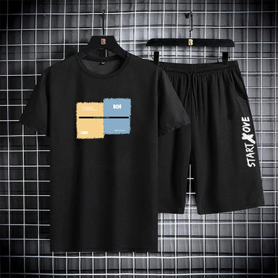 Trendy Suits for men  Men's Summer Shorts Set Gym Outfit Student Short Sleeve Tee 2 Piece Set Tracksuits Men Casual Men Clothing - The world bestselling 