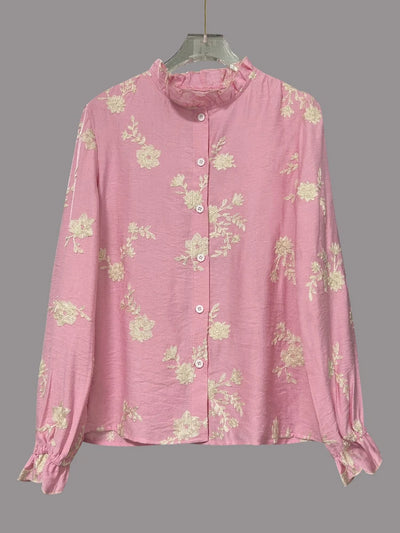 Women's Clothing 2025 Spring Autumn Fashion Casual Long-sleeved Printed Blouse with A Collar and Puff Sleeves Office Lady Shirt - The world bestselling 
