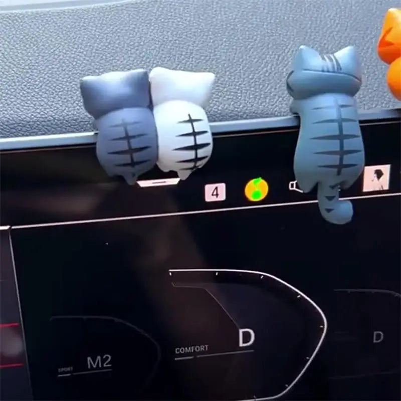 6 Pcs Healing Series Cat No Trace Stickers Cute Cat Interior Decoration Center Console Screen Cartoon Figurine Accessories