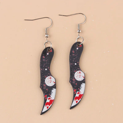 Halloween Earrings Funky Spooky Quirky Earrings Bloody Knife Axe Dangle Earrings Creepy Acrylic for Women Girls Jewelry Gifts
