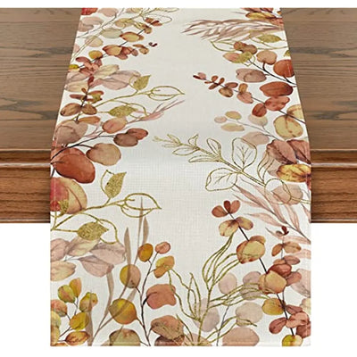 Floral Linen Table Runners Thanksgiving Wedding Table Decoration for Kitchen Decor Home Party Table Runner Coffee Table Decor