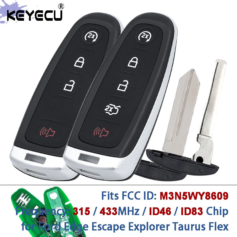 KEYECU M3N5WY8609 315MHz 433MHz ID46 4D63 Chip Smart Remote Key Fob for Ford Edge Escape Explorer Taurus Flex Focus Lincoln MKX
