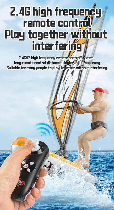 2.4G Remote Control Sailing Boat Doll Swinging Sailboat Model Decoration RC Racing Boat Kids Outdoor Balance Sailboat Water Toys