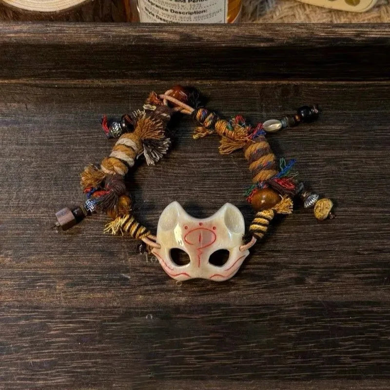 Exaggerated Bohemian Weave Rope Bracelet Mask Wax Rope Ethnic Style Bracelet Vintage Europe American Style Retro Hand Ring Women