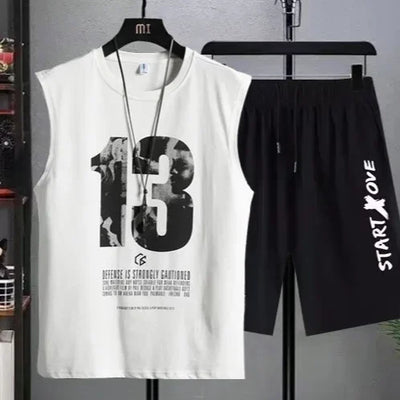 Men's Clothing 2025 New Men's Summer Casual Breathable 2-Piece T-Shirt + Shorts Suit Athletic Loose Fit Set Men's Tank Top - The world bestselling 