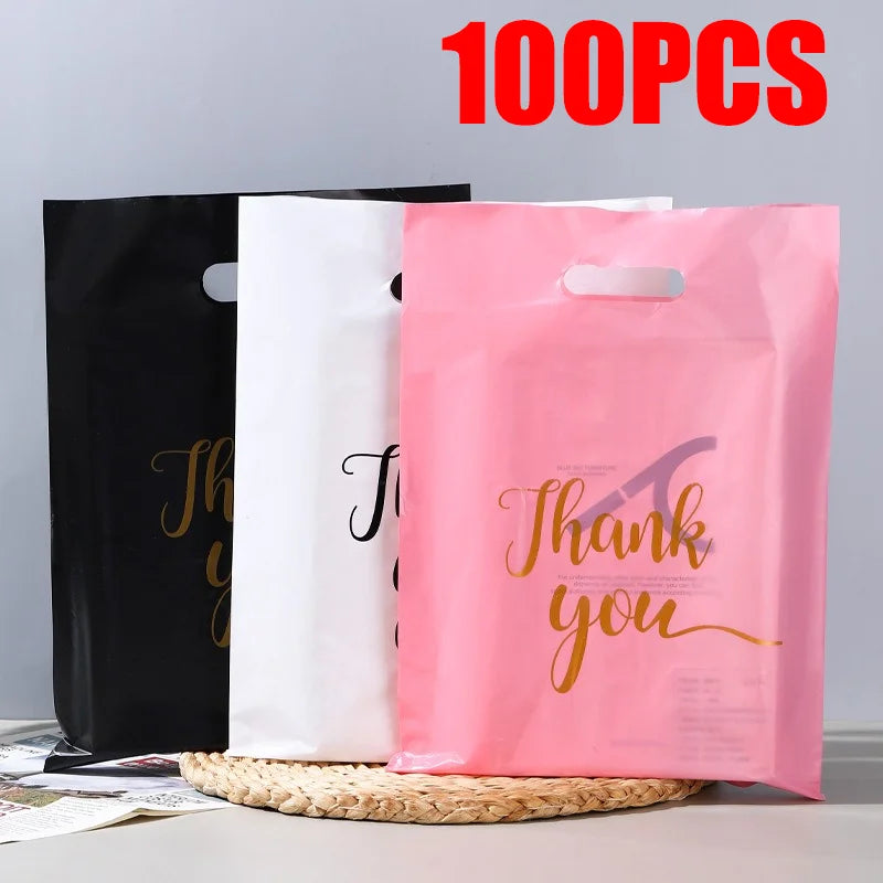 100PCS Thank You Gift Bags Candy Cookie Packaging Bag for Wedding Birthday Party Small Business Candy Pastry Store Packaging