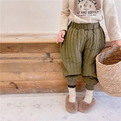 Children's Clothing From 2 To 7 Years Winter Kids Warm Cotton-Padded Trousers Baby Girls Thick Pants Toddler Boys Wear Clothes