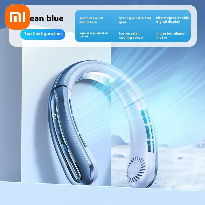Xiaomi Portable Neck Fan 8800mAh MINI Electric Ventilador Silent Neckband Wearable Cooling FAN Rechargeable Neckband Air Coole