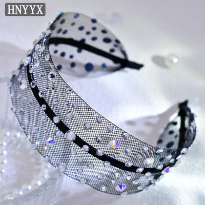 HNYYX Shiny Rhinestone Wide Mesh Baroque Hair Accessories Fashionable Hair Piece Wedding Party Headwear for Women A66