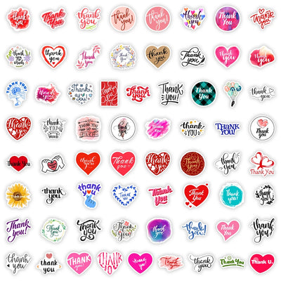 Thank You Stickers DIY Gift Toys Decorative Decal for Scrapbook Junk Journals Laptop Luggage Bottles Waterproof Sealing Sticker