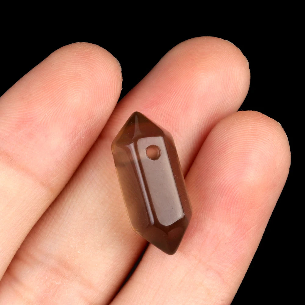 Hexagonal Natural Stone Crystal Tiger Eye Stone Opal Pendant Beads Jewelry Making DIY Necklace Earrings Accessories Gifts