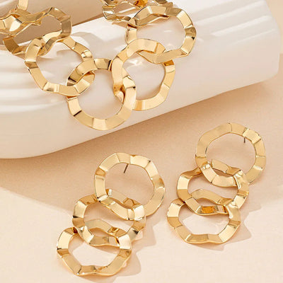 jewelry set for women girls Geometric circle necklace stud earrings set exaggerated simple and elegant fashion DS035