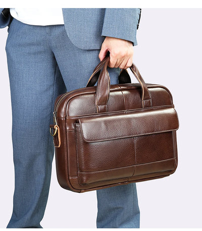 Men's Briefcase Leather Large Capacity Computer Business Shoulder Crossbody Bag Casual Cowhide Handbag For Men