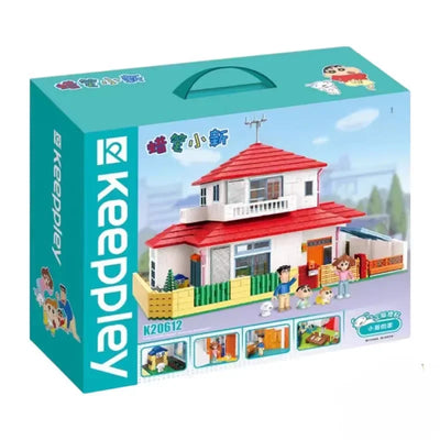 Keeppley Classic Anime Cartoon Crayon Shin-chan Street View Building Blocks House Cat Bus Xiaoxin's Room Bricks Sets  Kids Toys