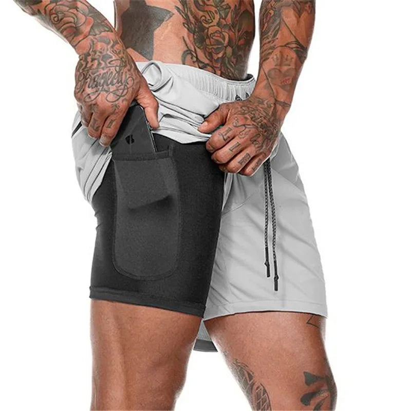Men Sport Shorts  Sportswear Double-deck Running Shorts 2 In 1 Beach Bottoms Summer Gym Fitness Training Jogging Short Pants Men - The world bestselling 