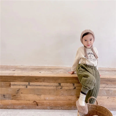 Children's Clothing From 2 To 7 Years Winter Kids Warm Cotton-Padded Trousers Baby Girls Thick Pants Toddler Boys Wear Clothes