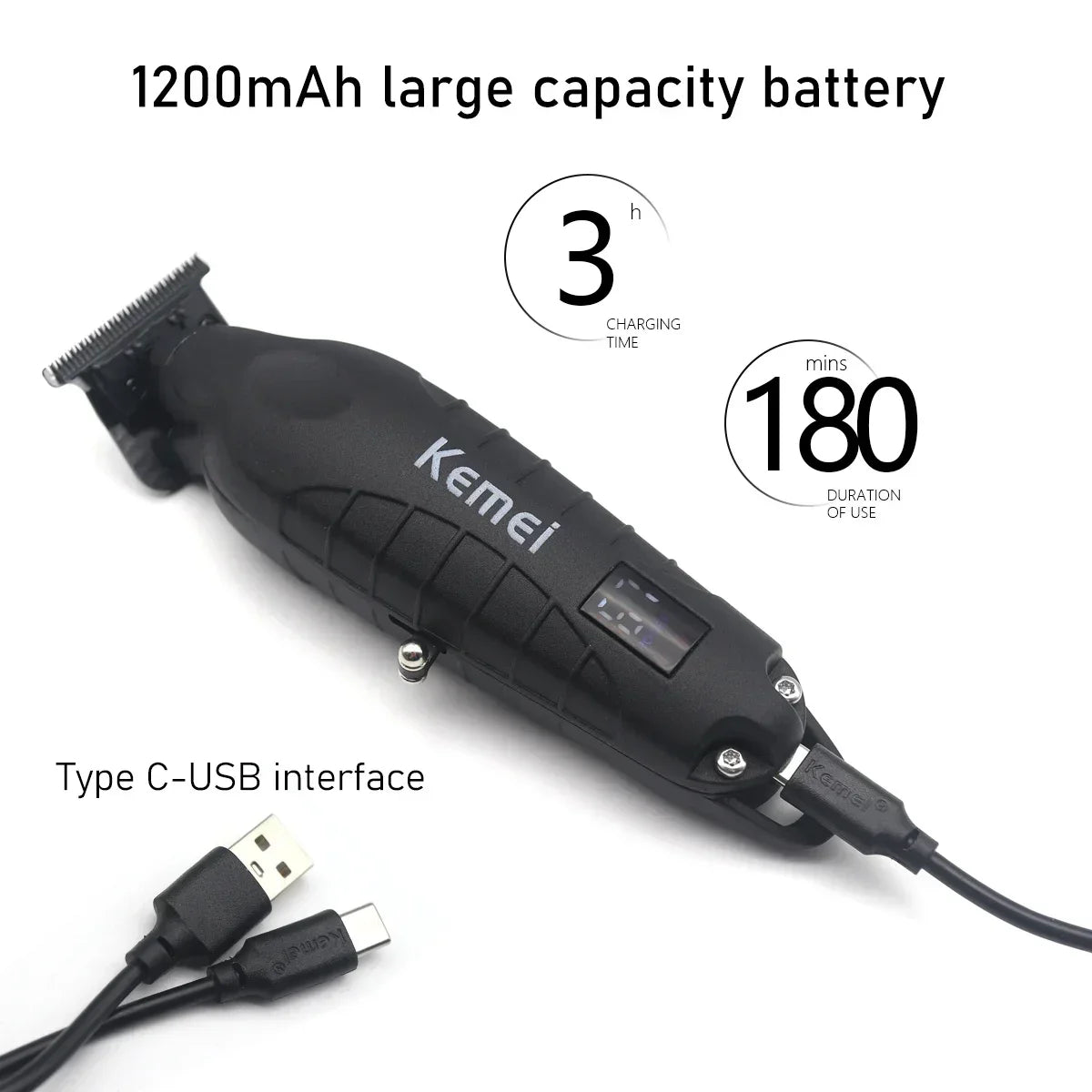 Kemei KM-2293 Salon Level Powder Metallurgical Blade Electric Scissors Hair Clipper 1200 MAh Lithium Battery Hair Trimmers Kemei