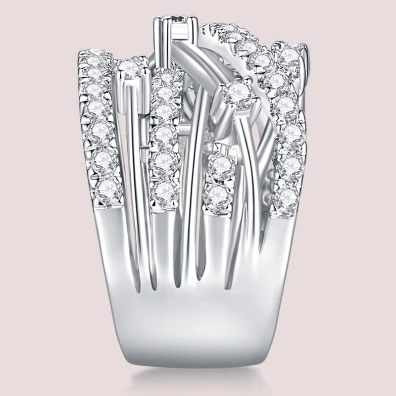 Luxury Full Moissanite Diamond Rings For Women Original 925 Sterling Silver Jewelry 18k Gold Plated Lady's Rings