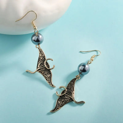 Retro Personality Black Oil Drop Devil Fish Earrings Hawaiian Wind Manta Ray Halloween Earrings - The world bestselling 