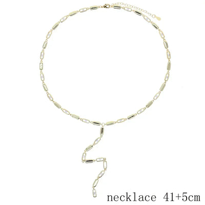 2025 new fashion gold color ladies inlaid zircon Y necklace paper clip necklace shiny jewelry
