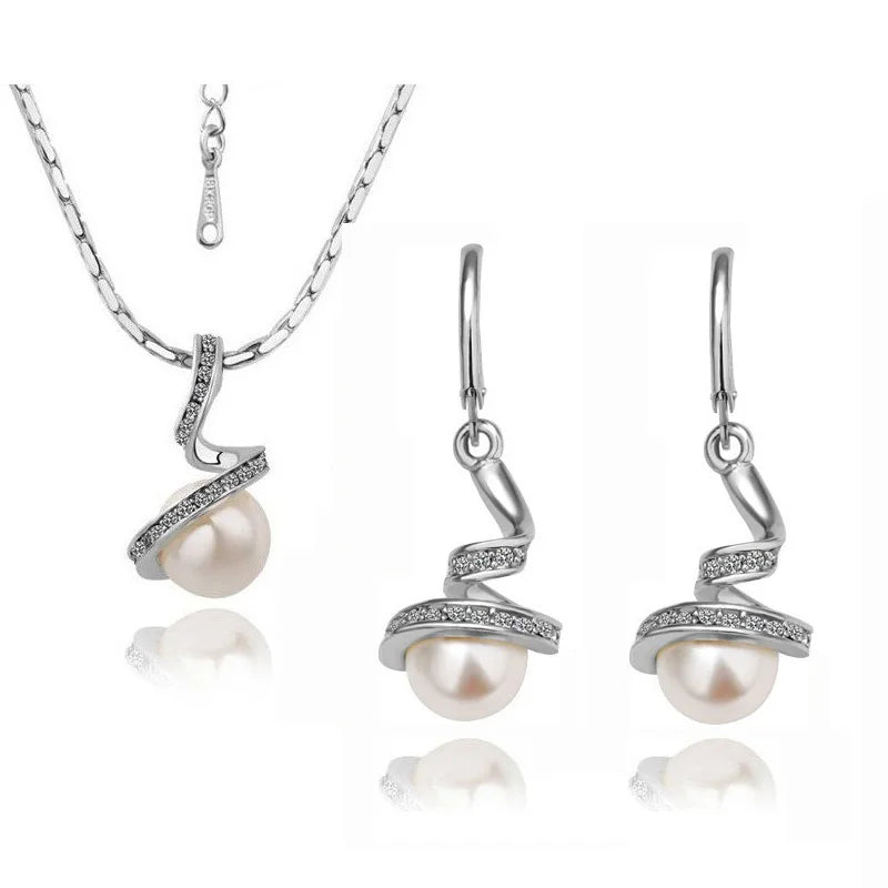quality Imitation pearls ball pendant Necklace Earrings fashion Jewelry set lover girl gift birthday summer beach Bride Wedding