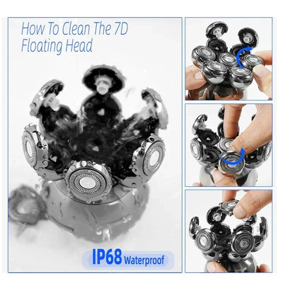 Mens 7 Blade Razor Replacement Shaving Heads Floating Washable Electric 7D Shavers Trimmers Kit Cutter Blades