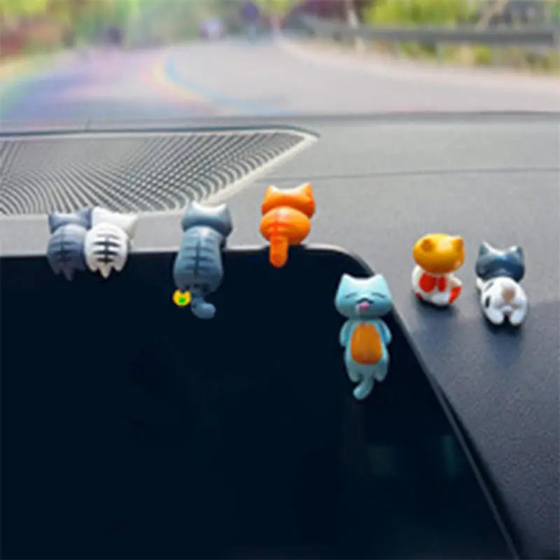 6 Pcs Healing Series Cat No Trace Stickers Cute Cat Interior Decoration Center Console Screen Cartoon Figurine Accessories