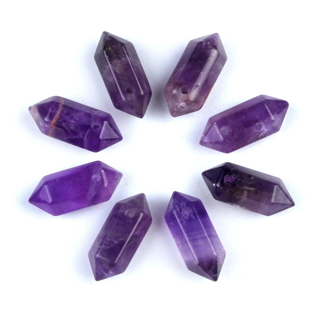 Hexagonal Natural Stone Crystal Tiger Eye Stone Opal Pendant Beads Jewelry Making DIY Necklace Earrings Accessories Gifts