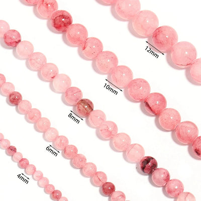 1Strand Natural Persian Jade Stone Pink 4/6/8/10/12mm Loose Spacer Gem Bead for Jewelry Making DIY Bracelet Necklace Accessories