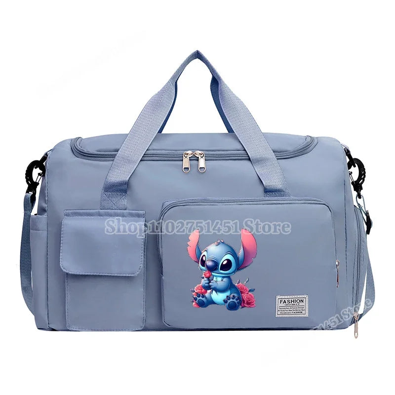 Disney Stitch Carry on Travel Bag Oxford Waterproof Sport Gym Tote Bags Large Capacity Weekender Duffle Luggage Portable Storage