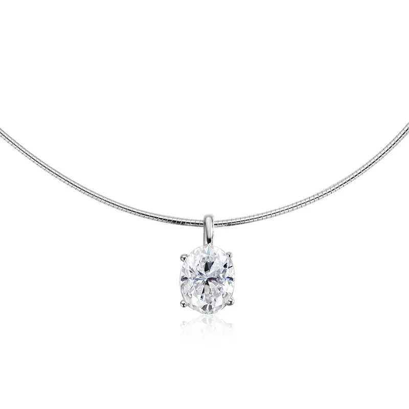 Smyoue 3/4/5CT Oval Cut Moissanite Pendant Necklace for Women Men Lab Diamond Classic Solitaire Chain Real 925 Sterling Silver
