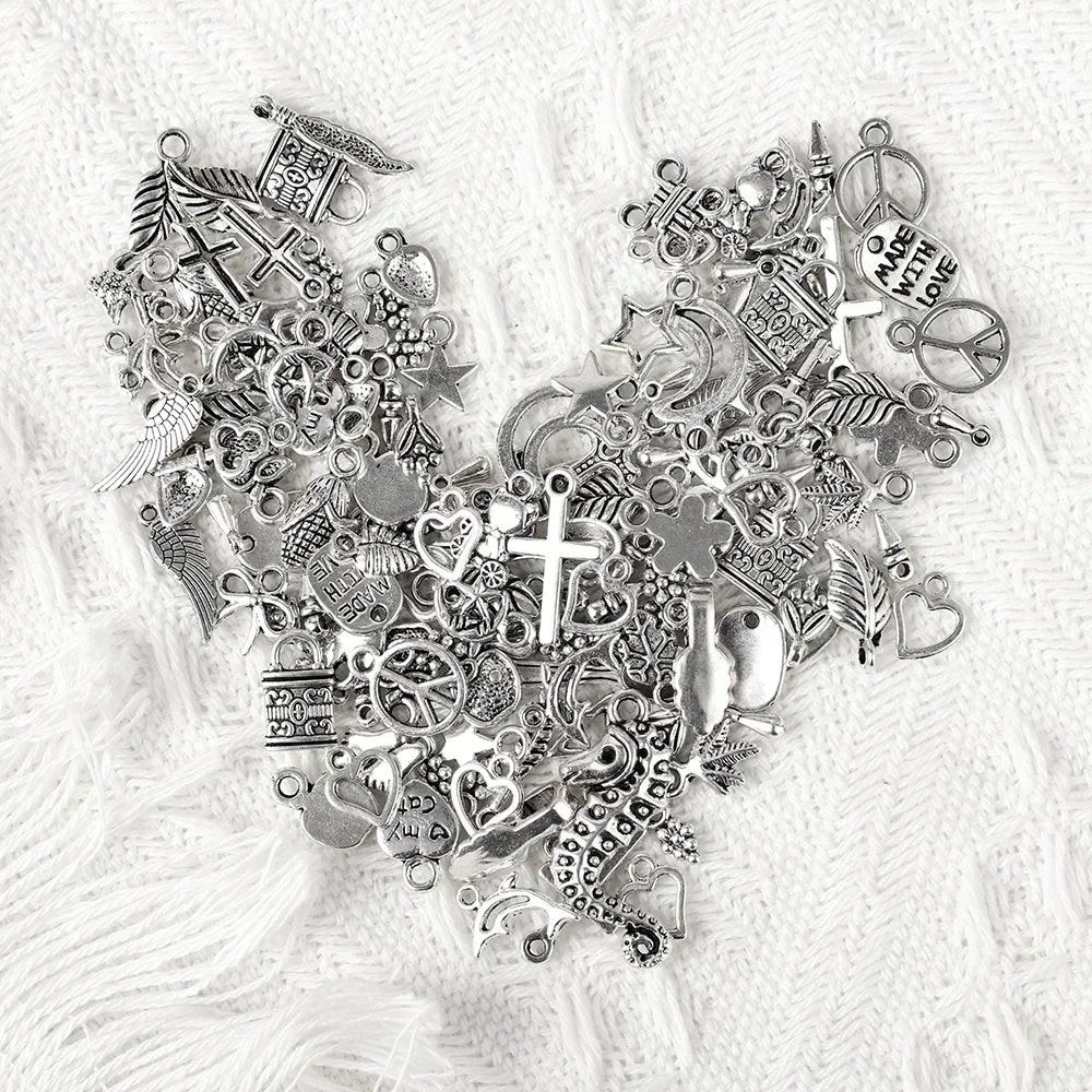 100/500pcs Tibetan Silver Mixed Pendant Animals Charms Beads for Jewelry Making Bracelet Earrings Necklace DIY Craft Art Charms