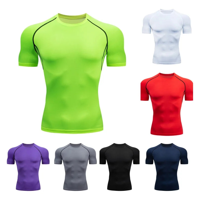 Sport T Shirt Men Quick Dry Short Sleeve Sport Tee Tops Gym Fitness Compression Shirt Training Running T-Shirt Men Rashgard - The world bestselling 