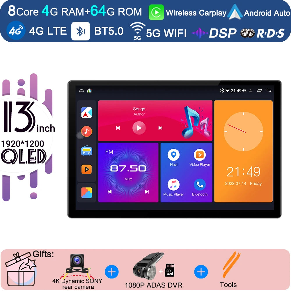 13.3 Inch Android 15 For Seat Leon 3 MK3 2012-2020  Car Radio 5G wifi Stereo Multimedia Player GPS Navigation 1920*1200