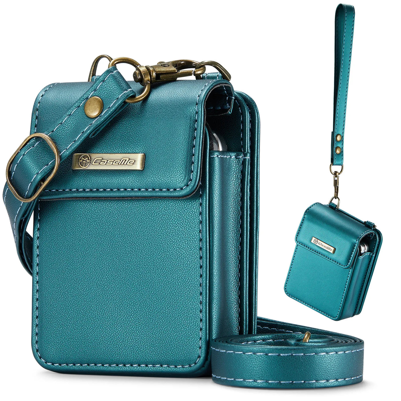 2 in 1 Crossbody Bag Case For Samsung Galaxy Z Flip6 Z Flip 5 Z Flip4 3 Screen Protector Luxury Leather Finger Ring Holder Cover