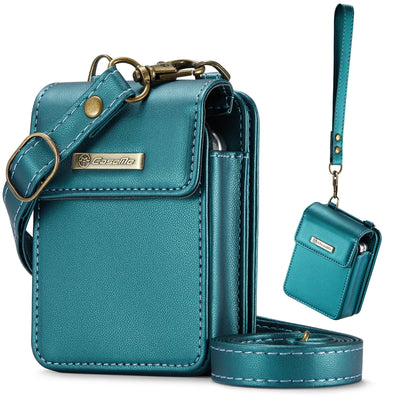 2 in 1 Crossbody Bag Case For Samsung Galaxy Z Flip6 Z Flip 5 Z Flip4 3 Screen Protector Luxury Leather Finger Ring Holder Cover