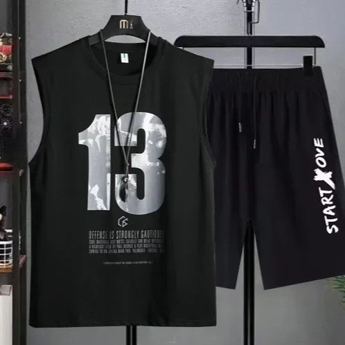 Men's Clothing 2025 New Men's Summer Casual Breathable 2-Piece T-Shirt + Shorts Suit Athletic Loose Fit Set Men's Tank Top - The world bestselling 