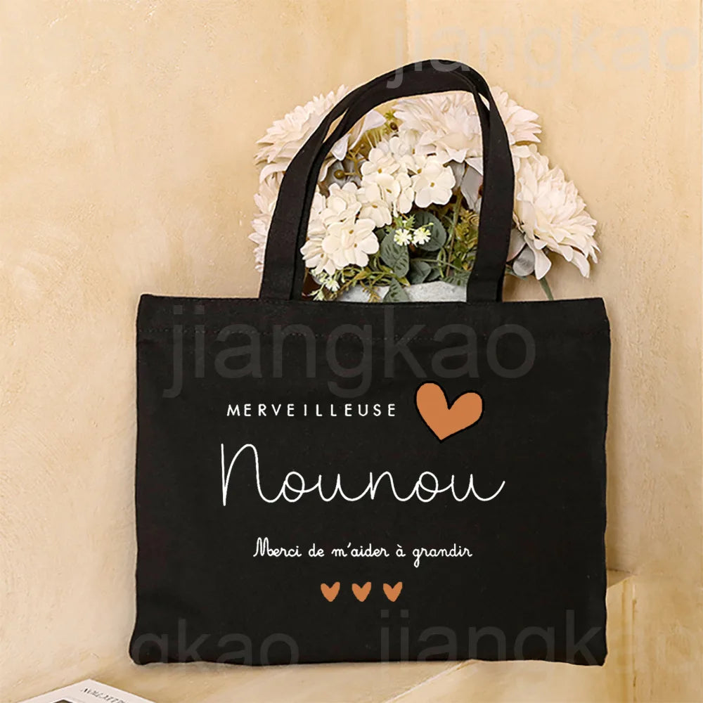 Love You Nanny Thank You for This New Year Print Women Tote Bag Shopping Bags Female Shoulder Bag Travel Handbag Gift for Nounou