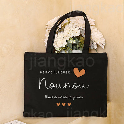Love You Nanny Thank You for This New Year Print Women Tote Bag Shopping Bags Female Shoulder Bag Travel Handbag Gift for Nounou