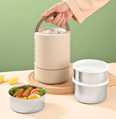 1200ml Stainless Steel 304 Thermal Lunch Box With Bag 3 Layers Large Capacity Bento Box BPA Free School Office Food Container