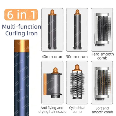 6-in-1 Multi-Function Hair Dryer Styling Tool Curling Iron Hot Air Brush Curling Rod Salon Professional Hair Styler
