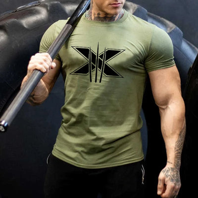 Men's Gym Fitness Clothing Man Cotton Sports Short Sleeve T-shirt Running Training Slim Printed Shirt Sweatshirt Casual Tops - The world bestselling 