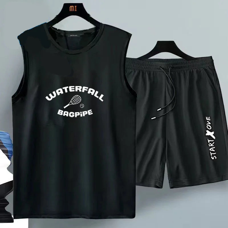 Men's Clothing 2025 New Men's Summer Casual Breathable 2-Piece T-Shirt + Shorts Suit Athletic Loose Fit Set Men's Tank Top - The world bestselling 