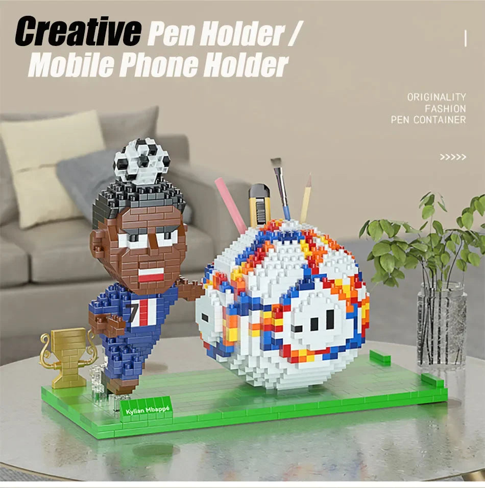 2022 Football Player Model Mini Size Building Blocks Creative DIY Pen Holder Mobile Phone Holder Bricks Toys For Children Gifts