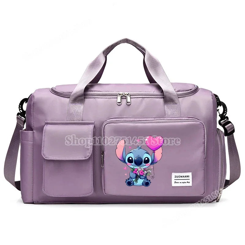 Disney Stitch Carry on Travel Bag Oxford Waterproof Sport Gym Tote Bags Large Capacity Weekender Duffle Luggage Portable Storage