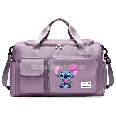 Disney Stitch Carry on Travel Bag Oxford Waterproof Sport Gym Tote Bags Large Capacity Weekender Duffle Luggage Portable Storage